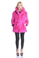 Pink Chinchilla Fur Coat Mid Hip - Image 4