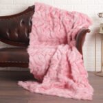 Pink Chevron Fox Fur Fur Blanket Throw Cover Spring