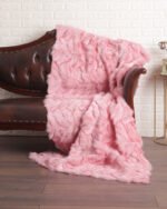 Pink Chevron Fox Fur Fur Blanket Throw Cover Spring
