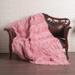 Pink Chevron Fox Fur Fur Blanket Throw Cover Spring - Image 2