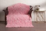 Pink Chevron Fox Fur Fur Blanket Throw Cover Spring - Image 3