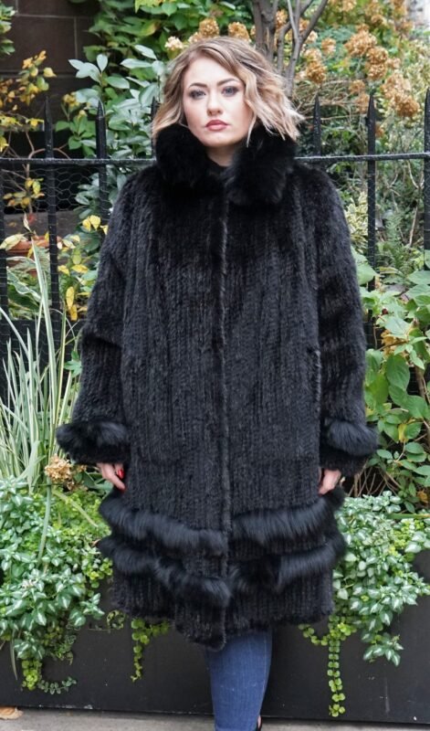 Plus Size Black Knit Mink Stroller Matching Fox 30980