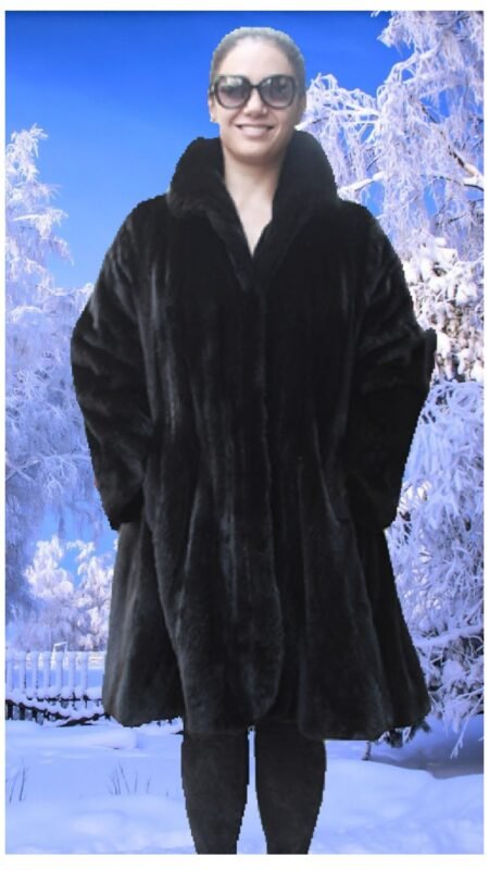 Plus Size Black Ranch Mink Fur Swing Stroller 65434