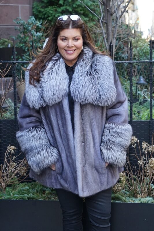 Plus Size Blue Iris Mink Fur Jacket 33487