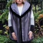 Plus Size Blue Iris Mink Vest Ranch Mink Trim 48322