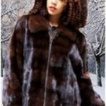 Plus Size Classic Mahogany Mink Fur Jacket 99113
