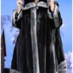 Plus Size Designer Ranch Mink Fur Stroller Blue Iris Mink Fur Trim 1852