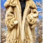 Plus Size Magnificent Golden Sable Swing Fur Stroller Rouched Cape Collar Sleeves Bottom 8899