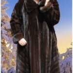 Plus Size Mahogany Mink Directional Fur Coat 7221