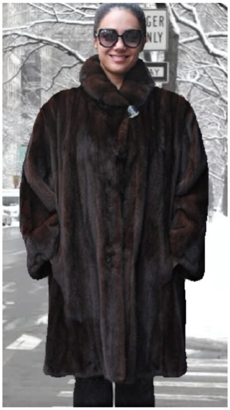 Plus Size Mahogany Mink Fur Stroller 34544