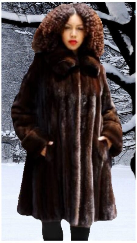 Plus Size Mahogany Mink Fur Stroller 9002