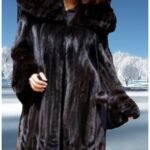 Plus Size Ranch Mink Fur Swing Stroller Rouched Collar Rouched Bottom 2548