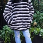 Plus Size Rex Rabbit Jacket Dyed Chinchilla Fox Collar 38272