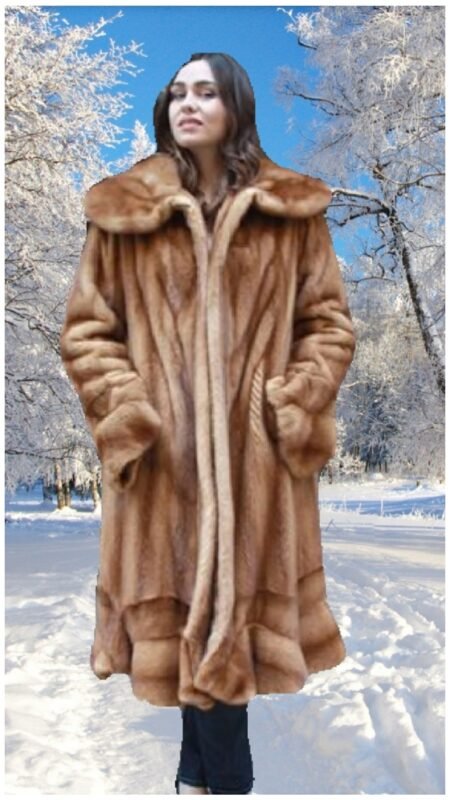 Plus Size Whiskey Mink 7/8 Fur Coat 22355