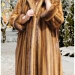 Plus Size Whiskey Mink Fur Coat Grooving Design 5278