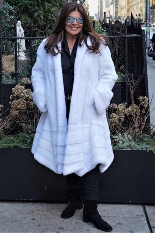 Plus Size White Mink Directional Fur Stroller 29833