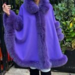 Purple Cashmere Wool Cape Purple Fox Trim 4447