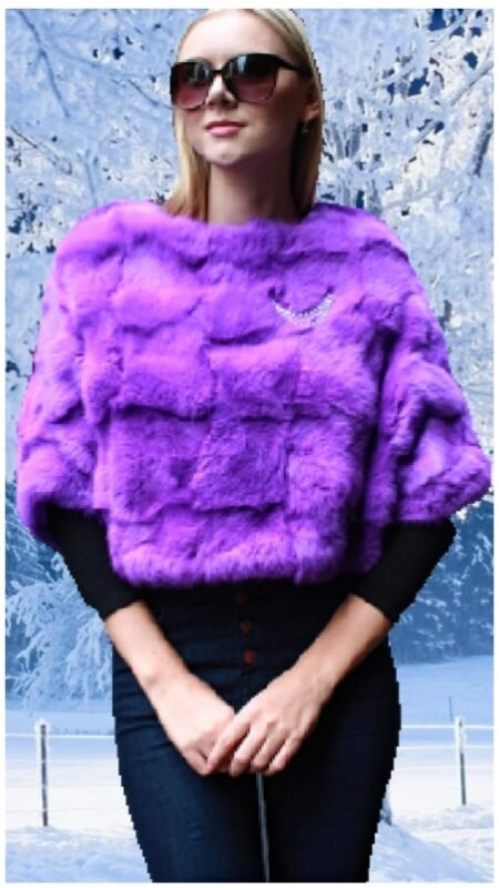 Purple Rabbit Fur Capelet