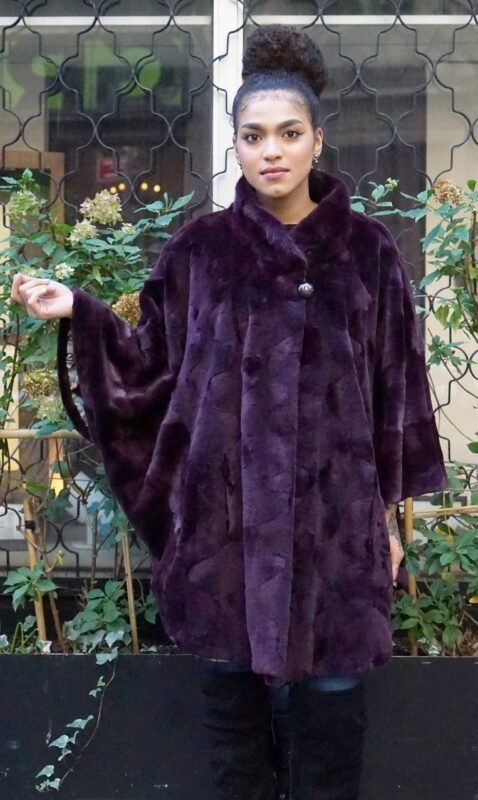 Purple Sheared Mink Cape B1722