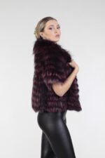 Purple Raccoon Fur Jacket Cropped - Image 4