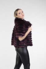 Purple Raccoon Fur Jacket Cropped - Image 3