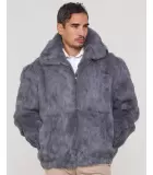 rabbit-fur-hooded-grey-bomber-jacket-p-3753 Rabbit Fur Hooded Grey Bomber Jacket for Men - Image 1