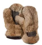 Men's Rabbit Fur Mittens in Brown