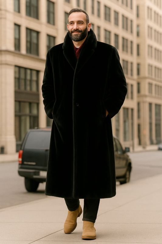 Ranch Mink Blackglama Men's Full Length Fur Coat 4521