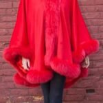Red Cashmere Cape Dyed Red Fox Border 2211