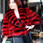 Red Chinchilla Bolero Horizontal Jacket #7744