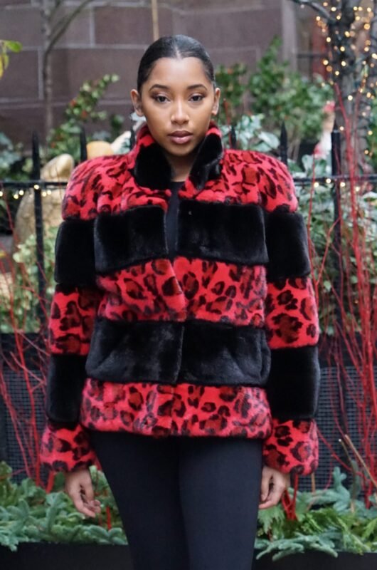 Red leopard Mink Jacket 53533