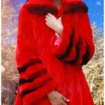 Red Mink Fur Stroller Chinchilla Wing Collar Bell Cuffs 22125