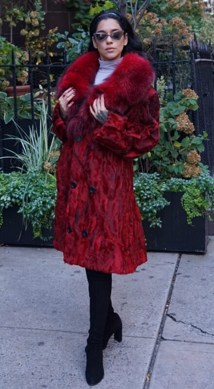 Red Persian Lamb Stroller Fox Collar 5432