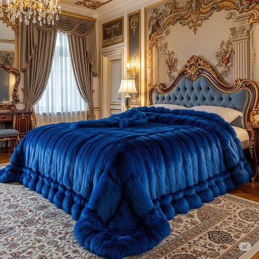 Royal Blue Fox Bedspread King Size 7127