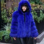 Royal Blue Fox Jacket Hood 3475