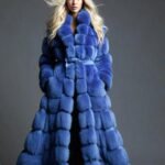 Royal Blue Full Length Fox Coat 83332