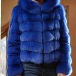 Royal Blue Men's Fox Jacket Hooded 7654