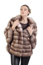 Golden Brown Sable Fur Coat with Slits