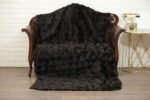Dark Brown Sectional Round Sable Fur Throw Blanket - Image 2