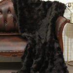 Dark Brown Sectional Round Sable Fur Throw Blanket