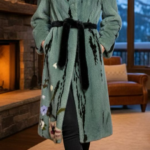 Seafoam Green Mink Floral Coat 5643