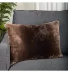 Full Pelt Sheared Beaver Fur Pillow in Brown
