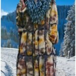 Sheared Mink Coat Dyed Silver Fox Collar 74658
