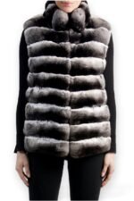 Chinchilla Fur Vest Stand up Collar