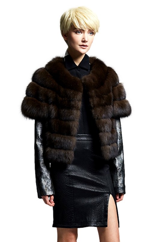 short_sleeved_sable_fur_jacket__82660 Short Sleeved Sable Fur Jacket - Image 1