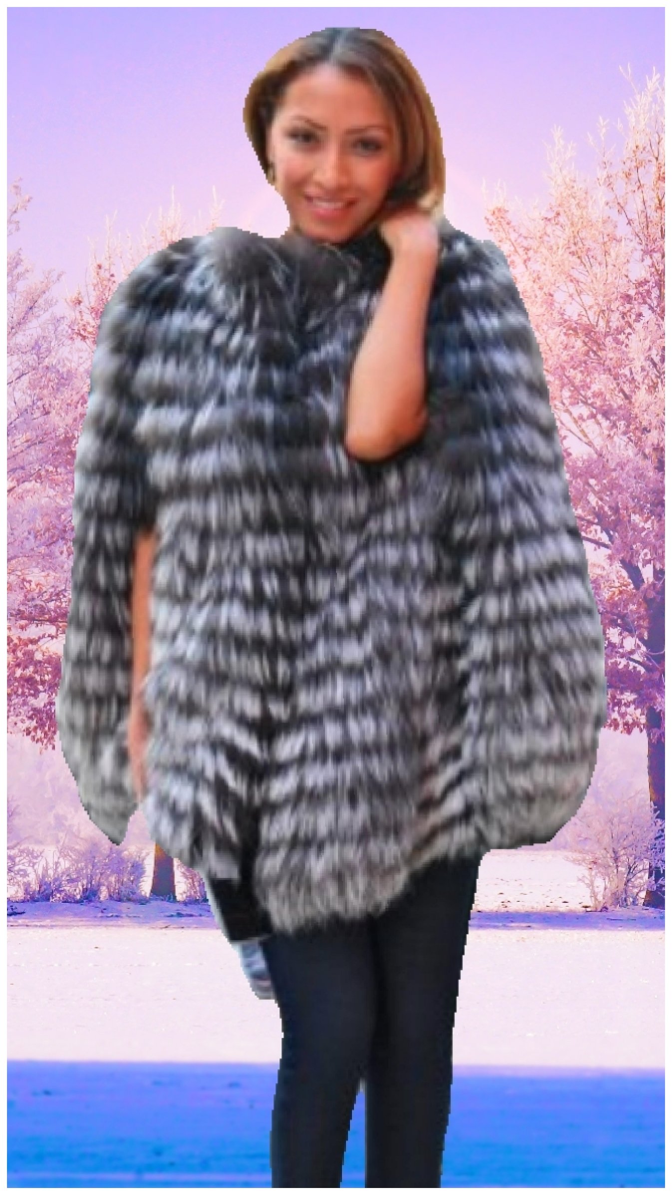 Silver Fox Fur Cape 88776 Silver Fox Fur Cape 88776