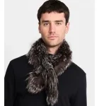 Silver Indigo Fluffy Fox Fur Knit Pull-Thru Scarf for Men