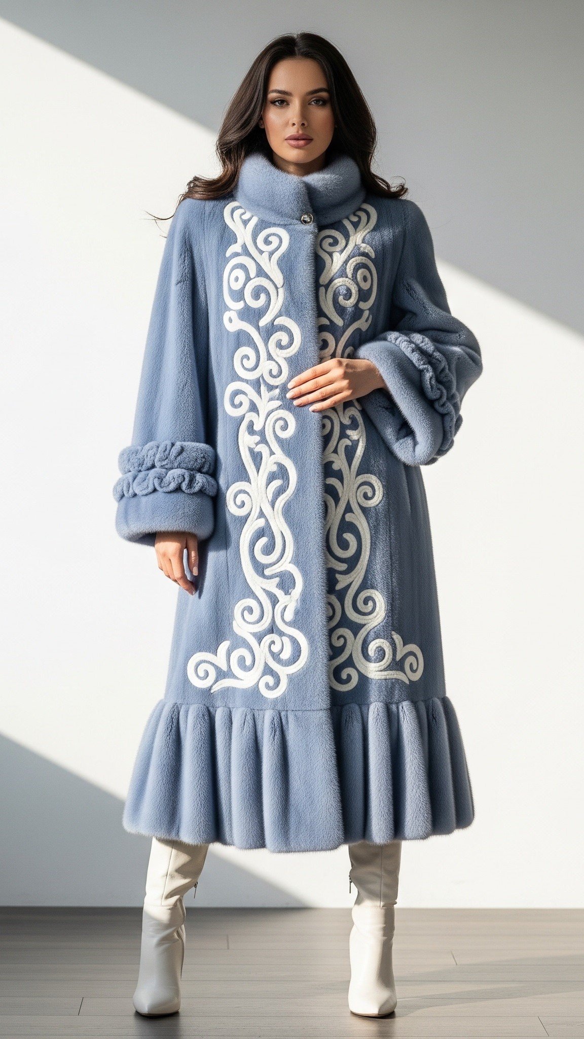 Slate Blue and White Mink Coat 32222 Slate Blue and White Mink Coat 32222