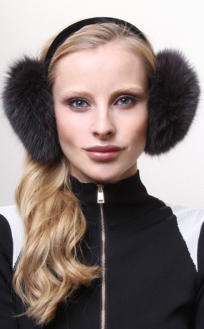 Slate Blue Fox Ear Muffs 0214