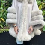 Tan Cashmere Wool Cape Fox Trim 4773